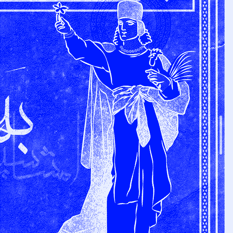 Bahman, the Amesha Spenta, dithered in blue